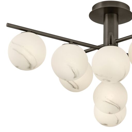 Selene Large Semi-Flush Mount Light - Modern Design with Swirled Glass Globes by Fredrick Ramond