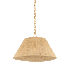 Hudson Valley Lighting Mystic Pendant 9424-AGB - Unique Jute Design, Dimmable Hanging Light, UL Damp Rated