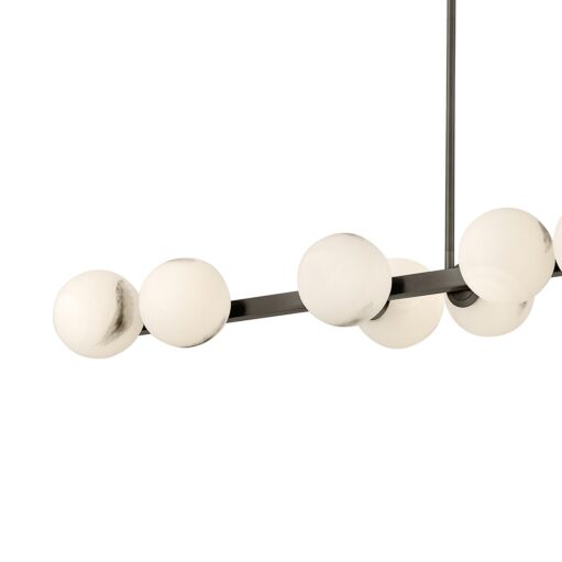 Selene 14-Light Linear Chandelier by Fredrick Ramond - Modern Swirled Glass Elegance