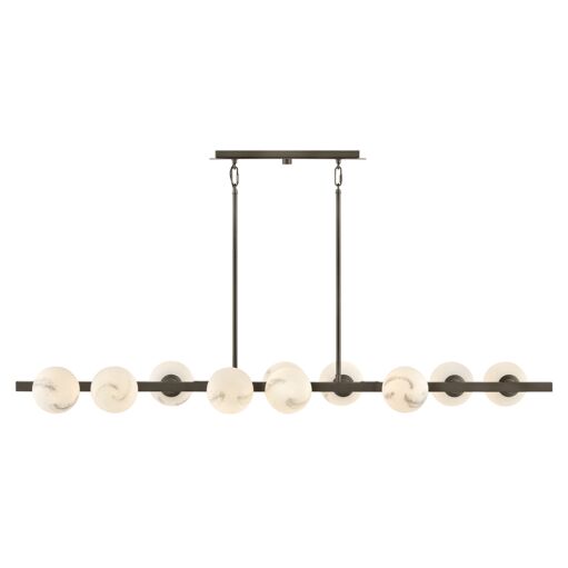 Selene Large 10-Light Linear Pendant by Fredrick Ramond - Dimmable, Customizable with Swirled Glass Globes