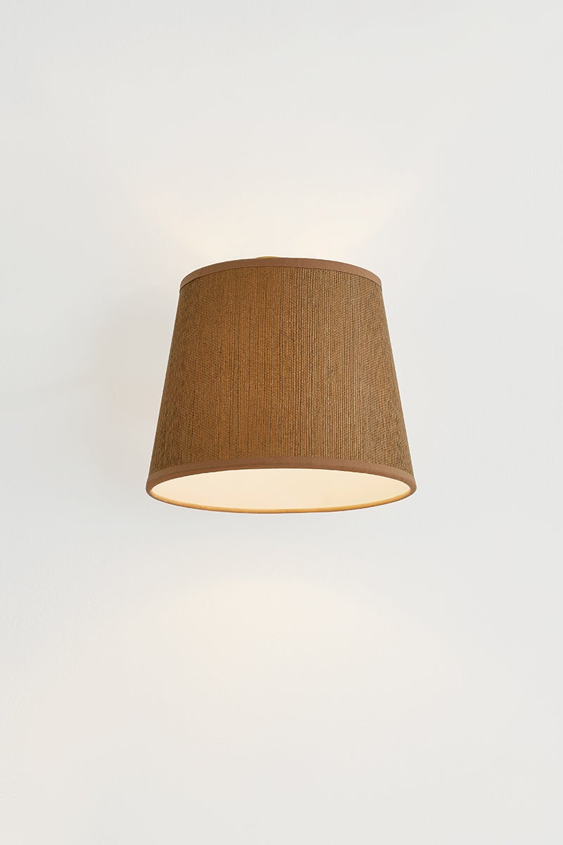 Mitzi Abeni 1-Light Wall Sconce With Adjustable Head, Aged Brass & Woven Grasscloth Shade