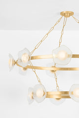 Almandine 15-Light Modern Chandelier by Corbett Lighting, Vintage Gold Leaf Finish, Dimmable LED