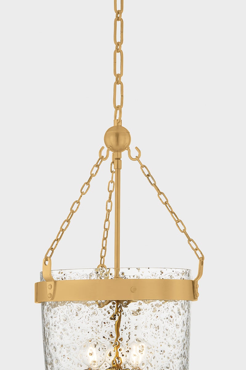 Angus Lantern 26.5" H Ceiling Light by Corbett Lighting in Vintage Brass with Mica Glass Shade