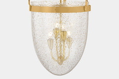 Angus Large Lantern by Corbett Lighting - Vintage Brass, Mica Glass Shade, 4-Light Ceiling Fixture, UL Damp Rated