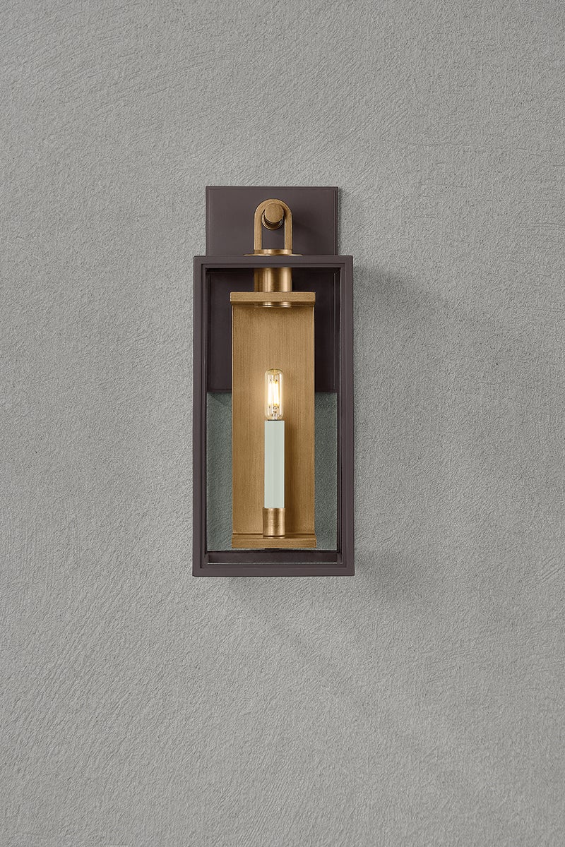 Troy Lighting Arnold Medium Exterior Wall Sconce, True Bronze & Patina Brass, ETL Wet Rated, Dimmable