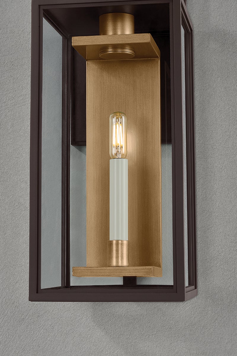 Troy Lighting Arnold Medium Exterior Wall Sconce, True Bronze & Patina Brass, ETL Wet Rated, Dimmable