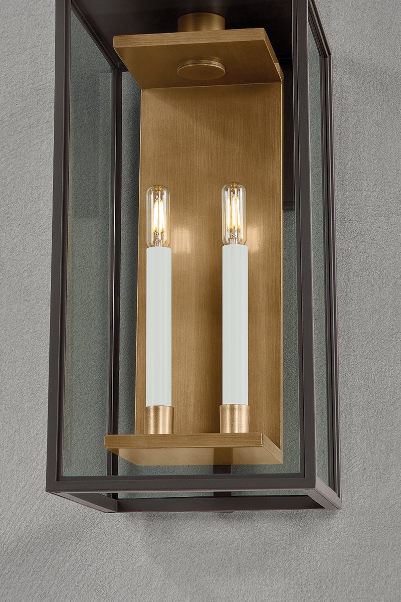 Troy Lighting Arnold Large Exterior Wall Sconce, 24.25" High, True Bronze & Patina Brass, ETL Wet Rated