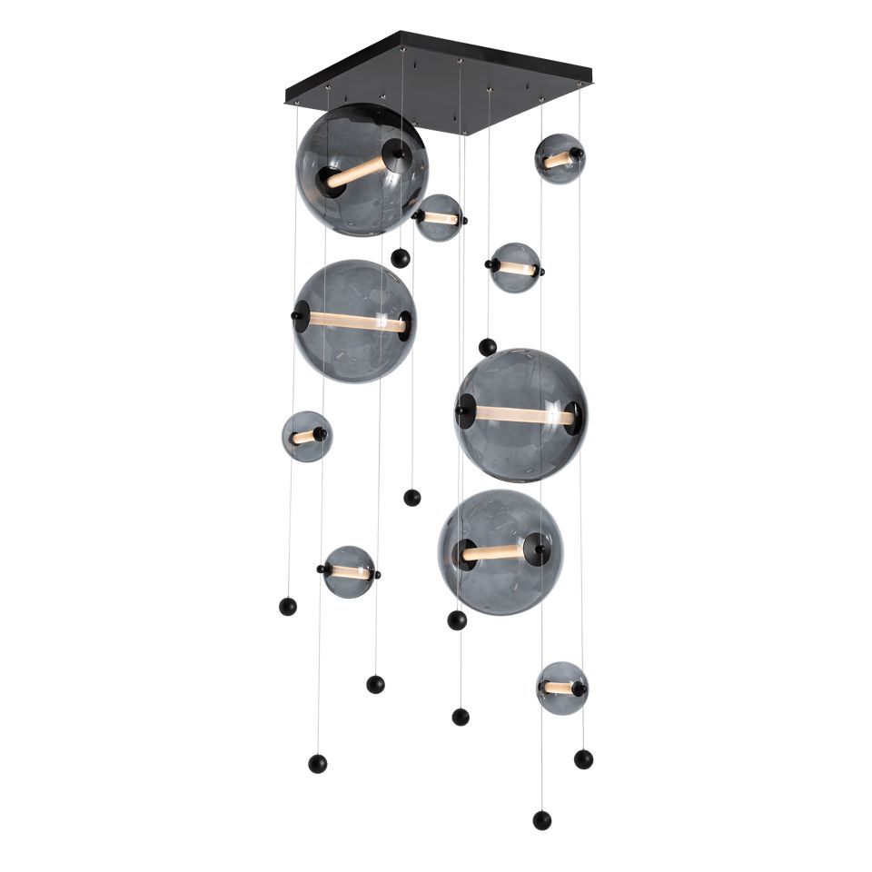 Hubbardton Forge Abacus 10-Light Square LED Pendant Light, Dimmable, Energy Efficient, Adjustable Height