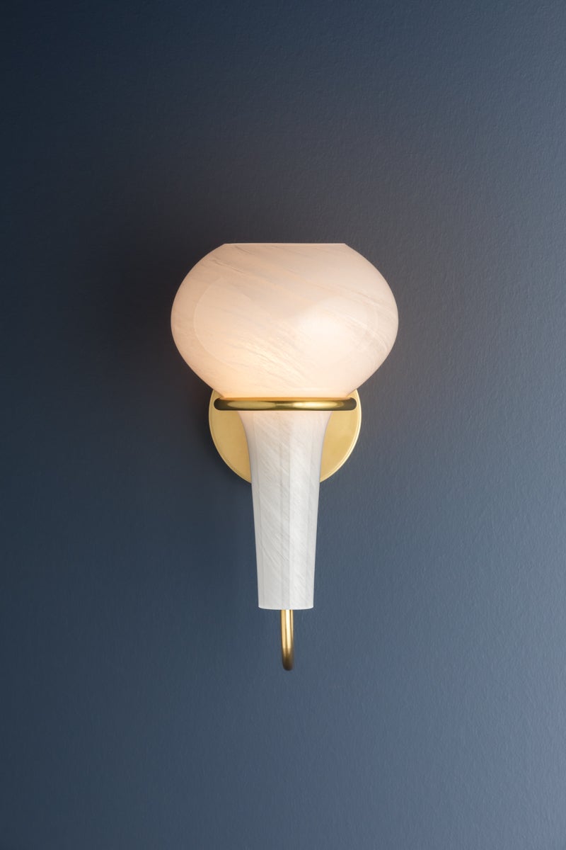 Adams Corner Sconce 12.5"H by Hudson Valley Lighting - Upside-Down Pear-Shaped Glass Shade, Dimmable