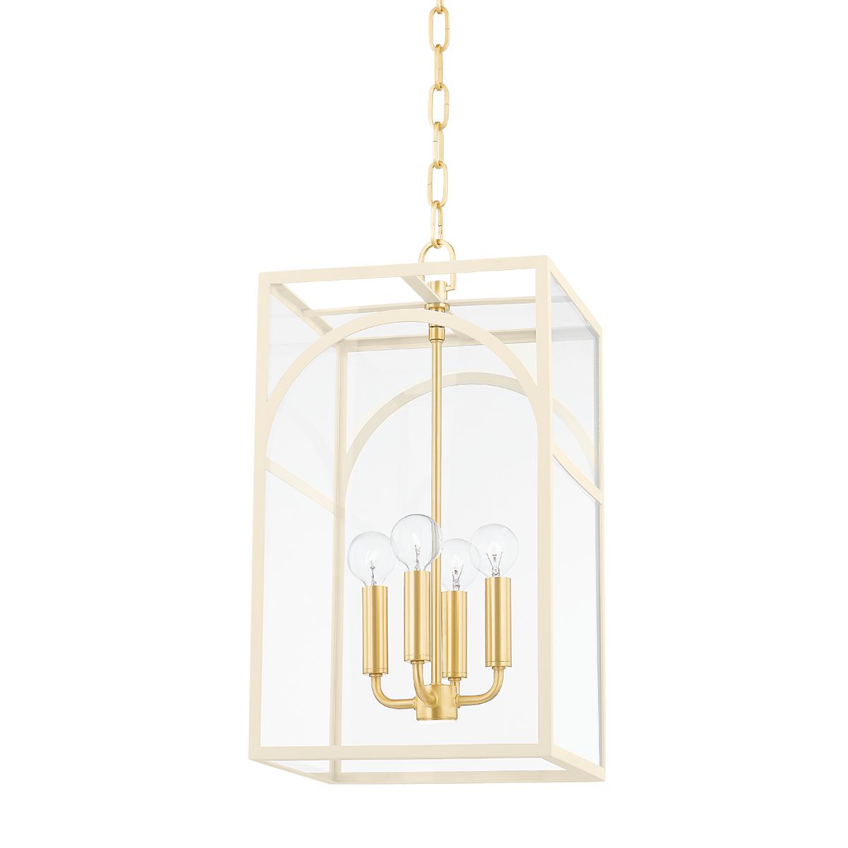 Mitzi Addison Small Lantern 20.5" Aged Brass Hanging Light with Dimmable E12 Bulb Bases