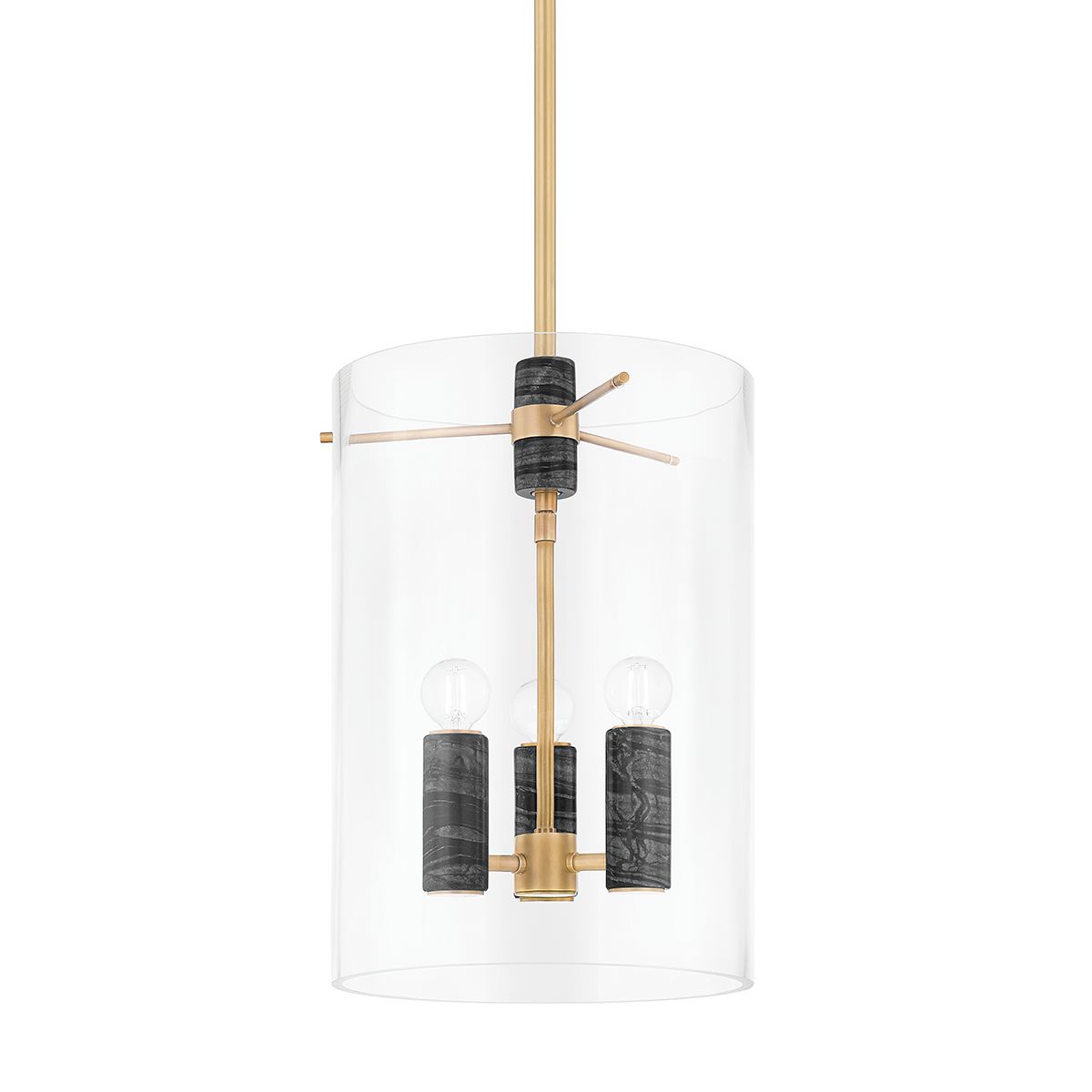 Corbett Lighting Adonis Lantern 359-13-VB, Vintage Brass, Clear Glass, 3 Candelabra Bulbs, Dimmable