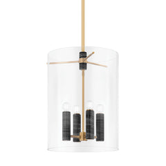 Adonis Large Lantern 4-Light with Adjustable Height, Vintage Brass Finish, Dimmable, UL Damp Rated