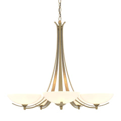 Aegis 5 Arm Chandelier by Hubbardton Forge - Handcrafted Steel with Opal Glass Shades, Dimmable