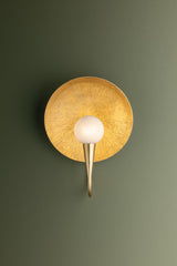 Troy Lighting Ahmad Wall Sconce B2614-VGL - Elegant Vintage Gold Leaf Design with Dimmable Cloud Glass Shade