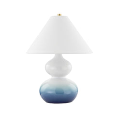 Aimee Table Lamp by Mitzi 21.25" Blue Ombre Ceramic Base with Aged Brass Finish and Dimmable Shade