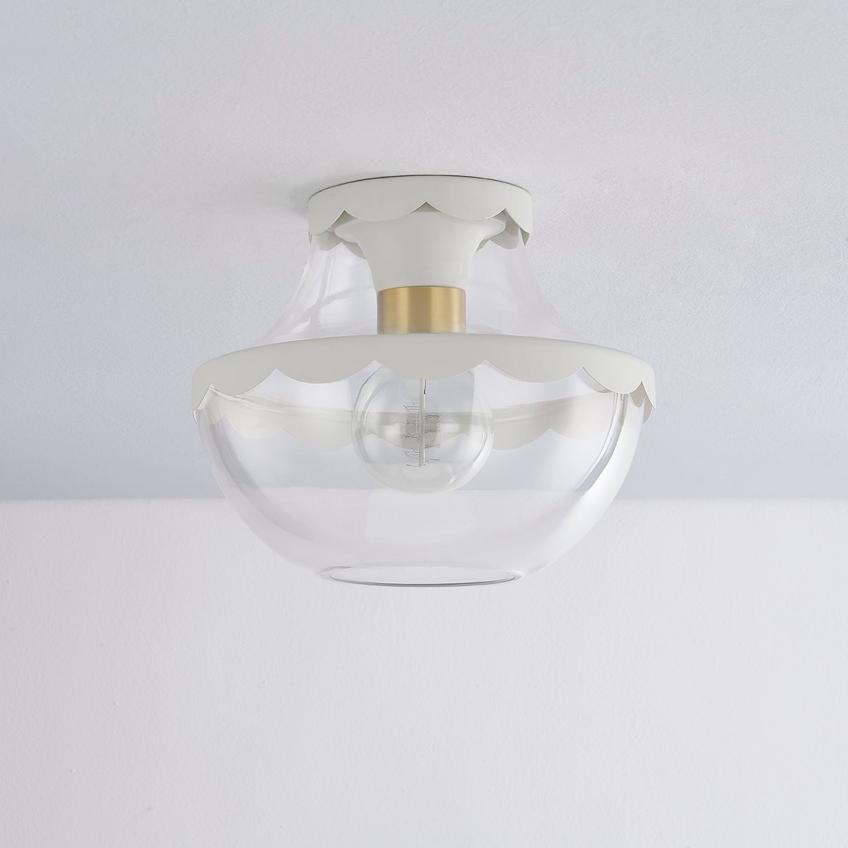 Alaina Semi-Flush Ceiling Light by Mitzi, Aged Brass Finish, Dimmable, 4 Light Fixture, Modern Elegance