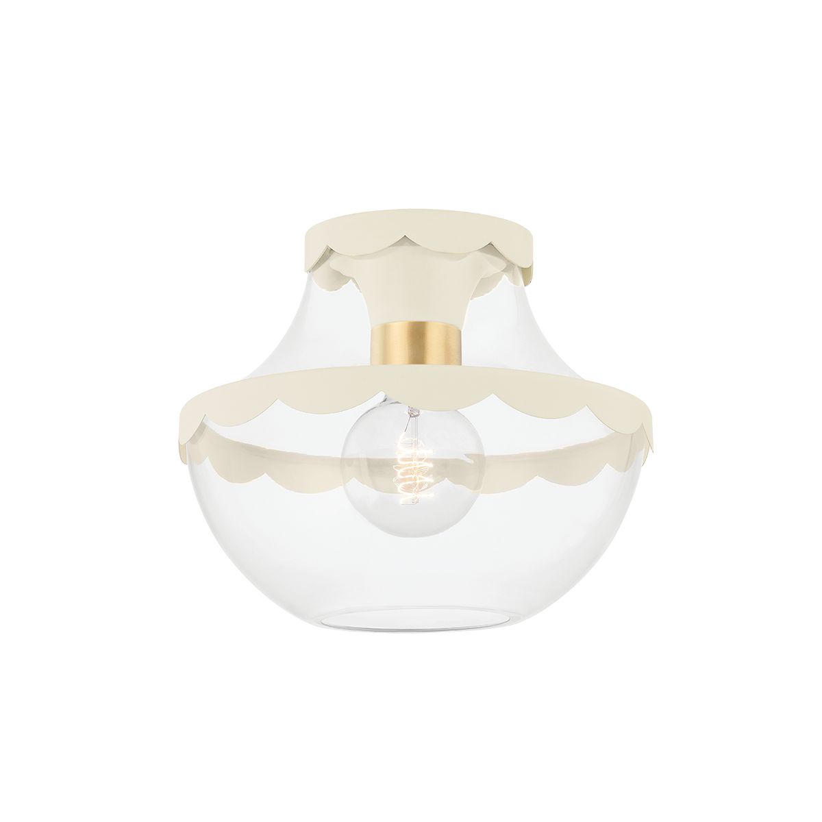 Alaina Semi-Flush Ceiling Light by Mitzi, Aged Brass Finish, Dimmable, 4 Light Fixture, Modern Elegance