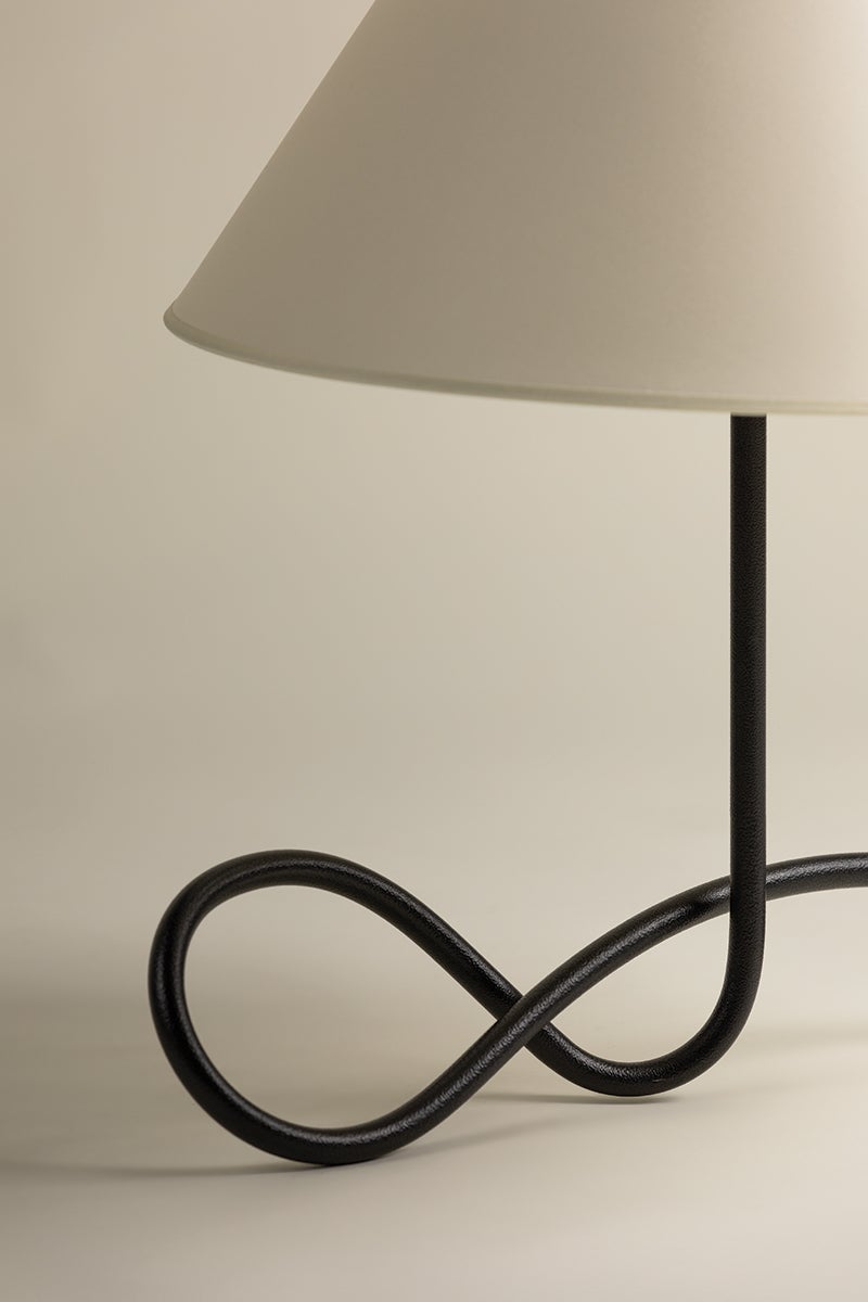 Alameda Table Lamp by Troy Lighting, Sculptural Design, Dimmable, 2 Lights, Forged Iron, 18.5" Height