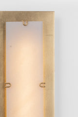 Alexandrite Sconce by Corbett Lighting, Vintage Gold Leaf, Dimmable LED, Alabaster Shade, 19.75" High