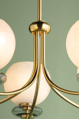 Alexia Chandelier by Mitzi H909805-AGB with Dimmable Lighting, Aged Brass Finish, and Glass Orb Design