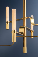 Allentown 6-Light LED Chandelier in Aged Brass with Dimmable Functionality and Glass Shades