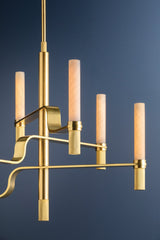 Allentown 6-Light LED Chandelier in Aged Brass with Dimmable Functionality and Glass Shades