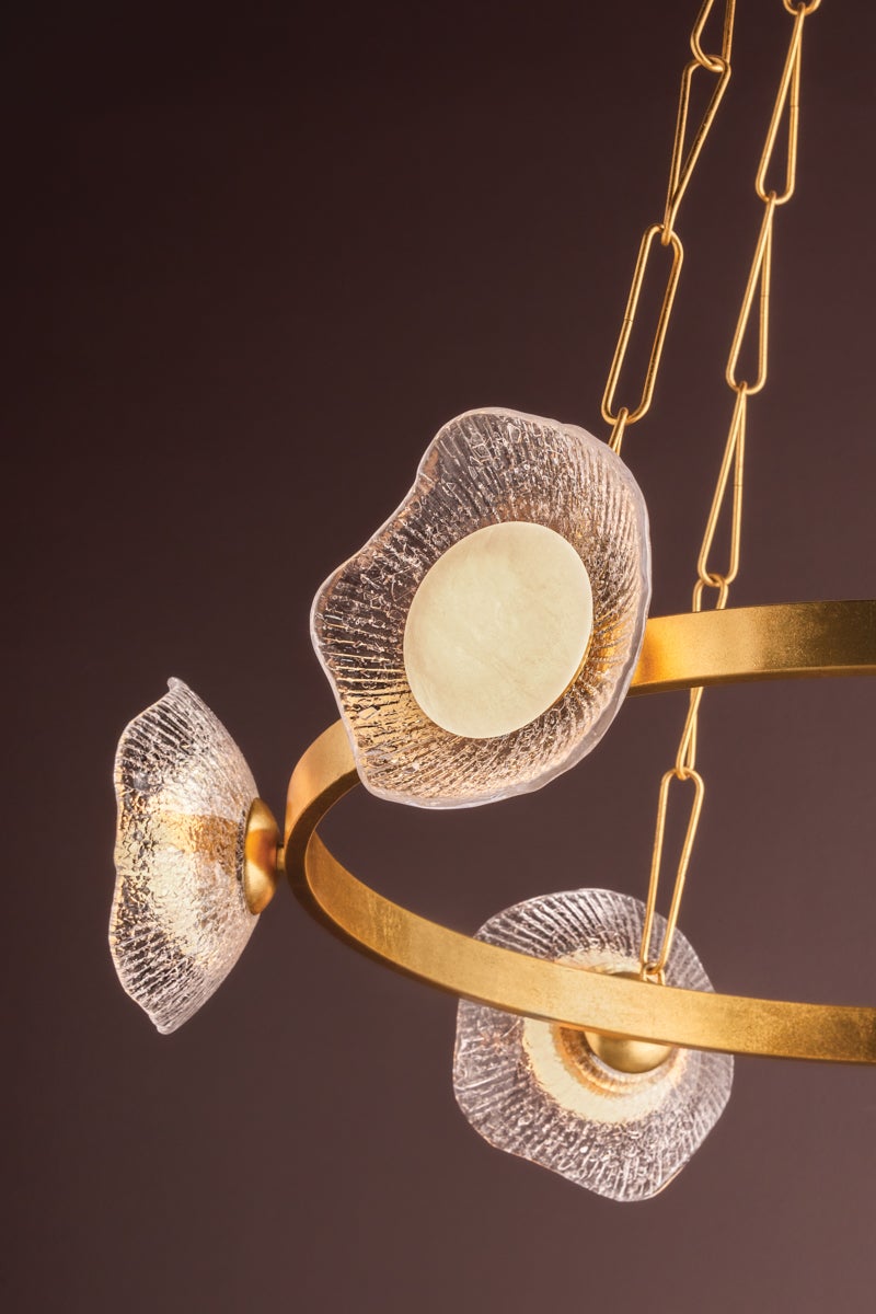 Almandine 6-Light Chandelier by Corbett Lighting - Vintage Gold Leaf, Dimmable, 2400 Lumens