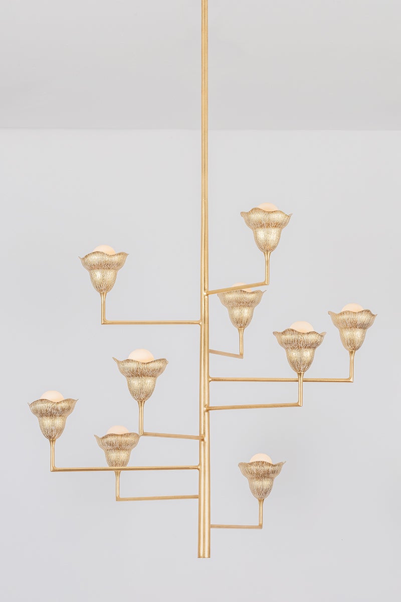 Alora 9-Light Chandelier by Hudson Valley Lighting - Vintage Gold Leaf & White Plaster Finish