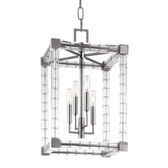 Alpine Lantern 7113-PN by Hudson Valley Lighting, Dimmable, Polished Nickel & Aged Brass, UL Damp Rated