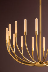 Amalthea 18-Light LED Chandelier in Vintage Brass - Adjustable Height, Dimmable Ceiling Light