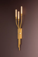 Amalthea Wall Sconce 3-Light LED Fixture in Vintage Brass - Dimmable, ETL Damp Rated, 26"H