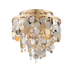 Ambrosia 3-Bulb Dimmable Ceiling Light by Corbett Lighting in Gold Silver Leaf and Stainless Finish