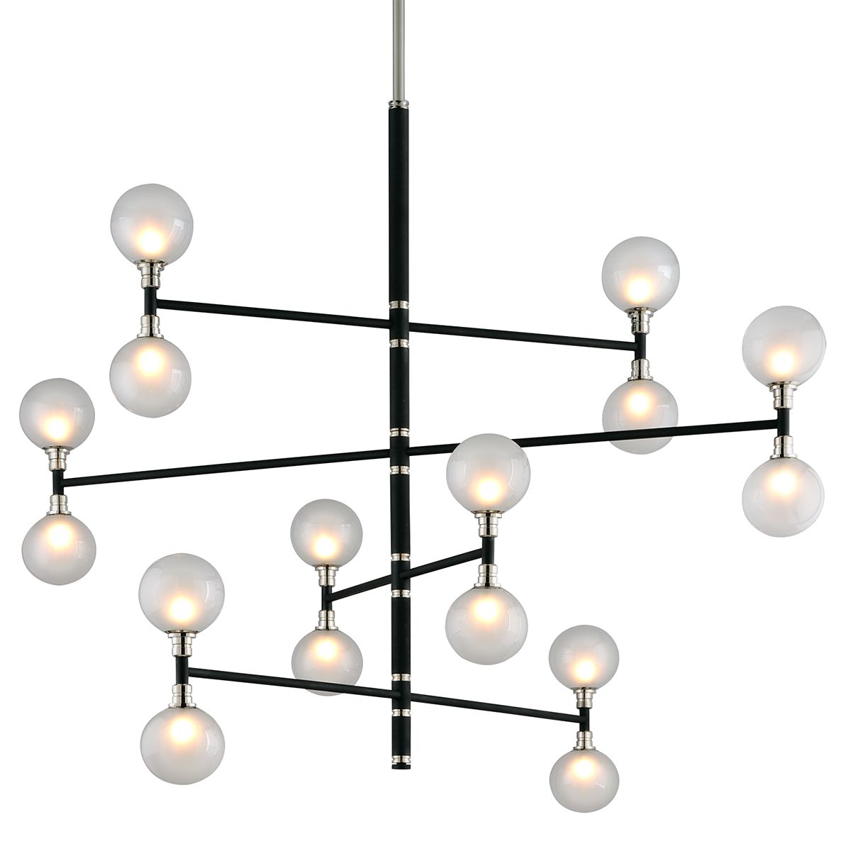 Andromeda 16-Light Chandelier by Troy Lighting, Textured Black & Polished Nickel Finish, Dimmable