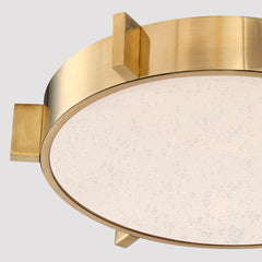 Ansonia Flush Mount Ceiling Light by Corbett Lighting, Vintage Brass, Seeded Glass, 575 Lumens