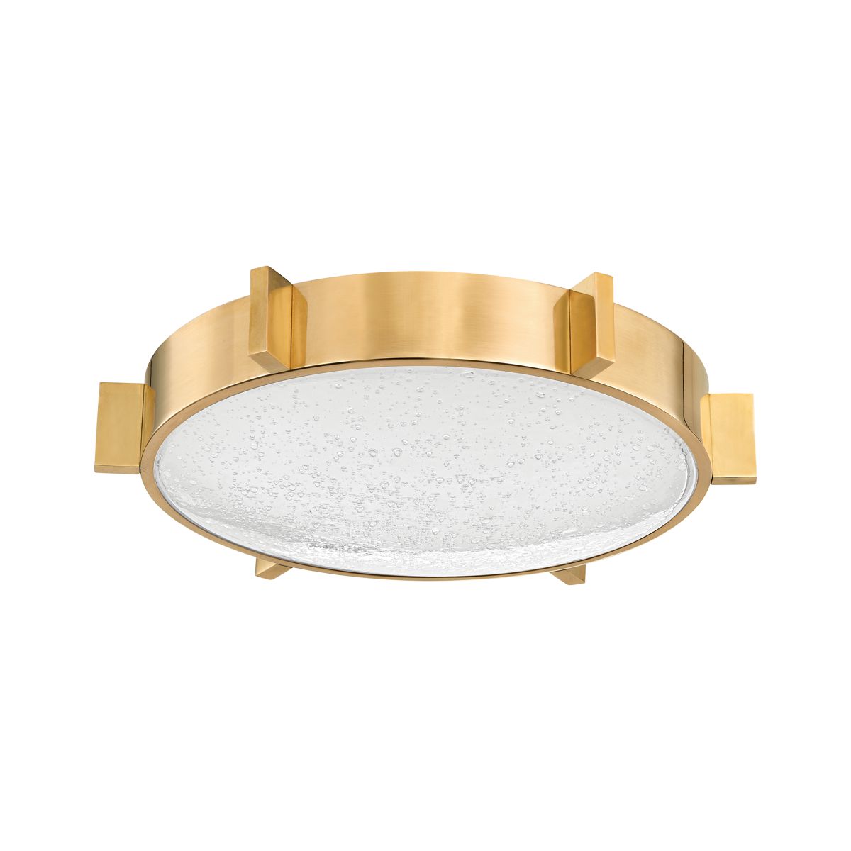 Ansonia Flush Mount Ceiling Light by Corbett Lighting, Vintage Brass, Seeded Glass, 575 Lumens