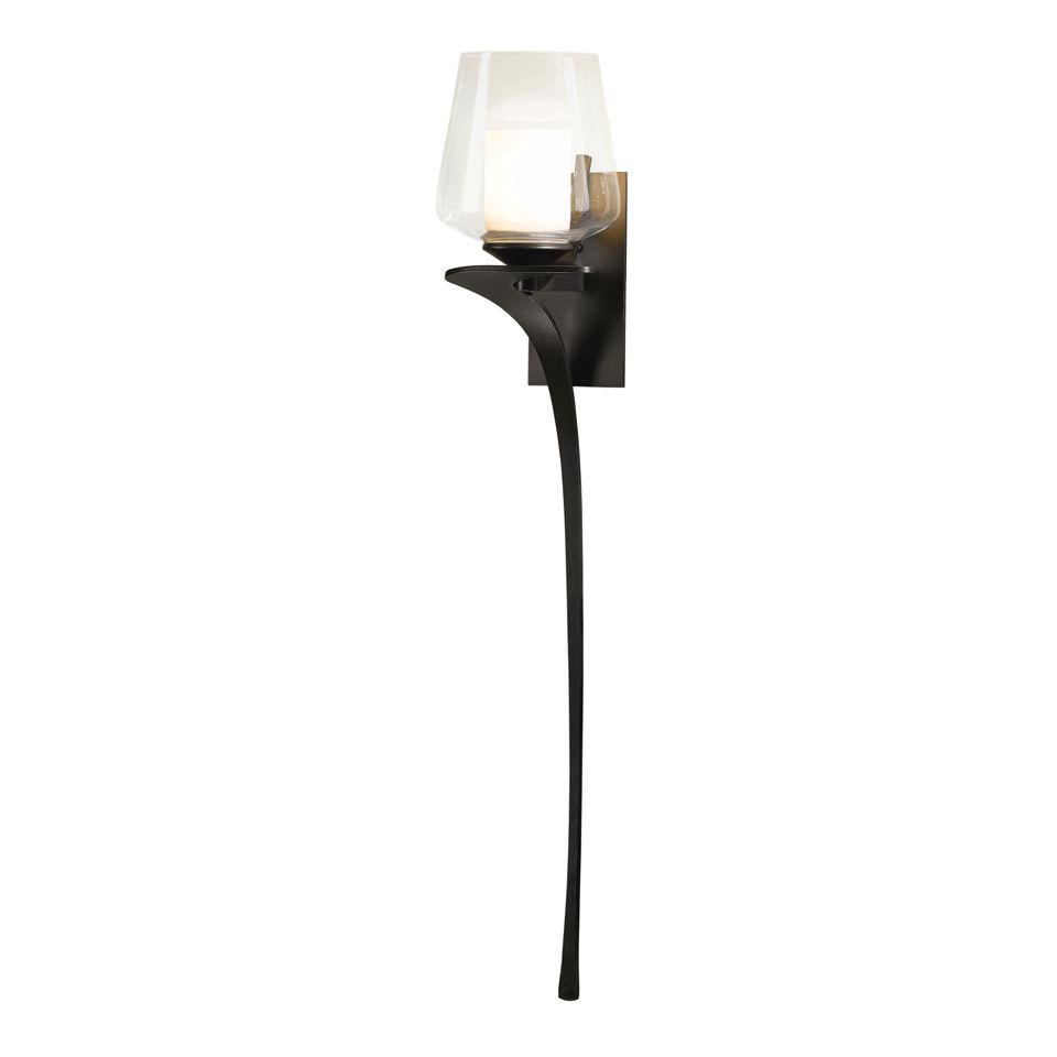 Antasia Double Glass 1 Light Sconce by Hubbardton Forge, Dimmable, Fluid Steel Design, UL Damp Rated