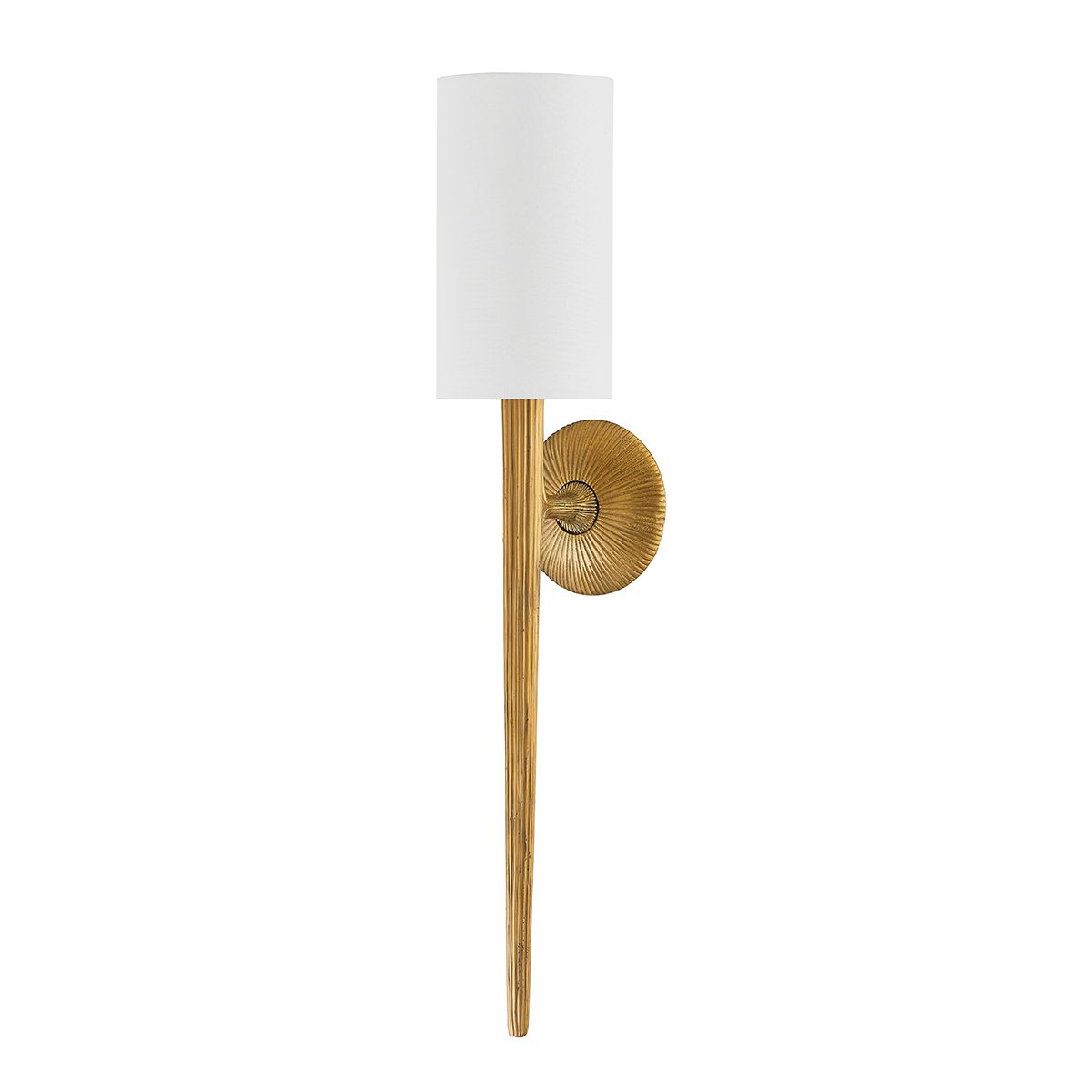 Anthia Sconce 438-26-VB by Corbett Lighting - Vintage Brass with Linen Shade, Dimmable Wall Light Fixture