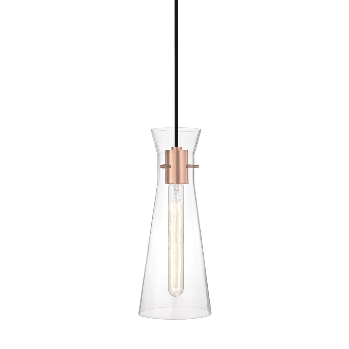 Mitzi Anya 1-Light Pendant, Adjustable Height, Dimmable Glass Shade, Aged Brass/Nickel/Copper Finish