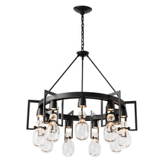 Apothecary Circular Chandelier 9-Light by Hubbardton Forge - Dimmable, Versatile Design, UL Damp Rated