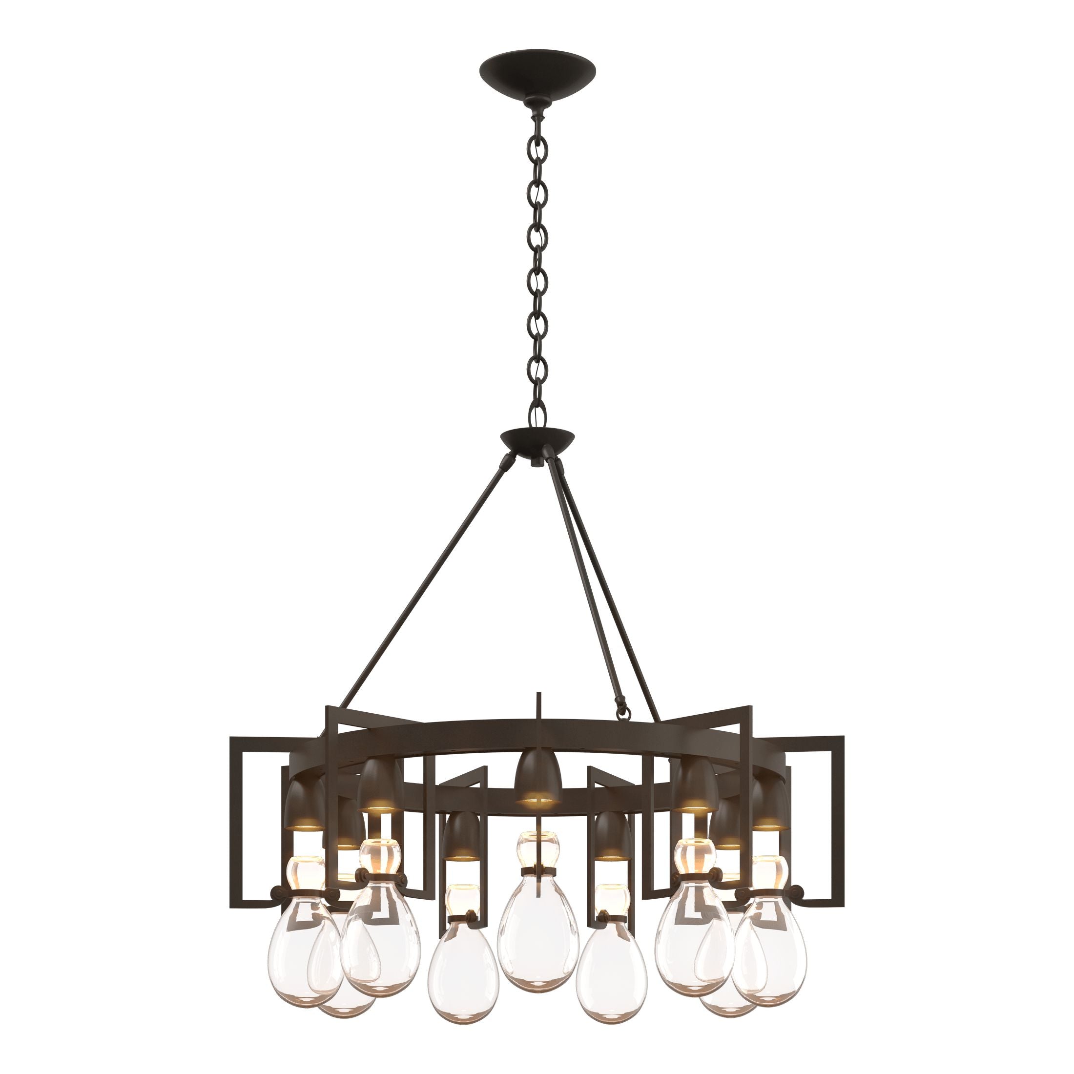 Apothecary Circular Chandelier 9-Light by Hubbardton Forge - Dimmable, Versatile Design, UL Damp Rated