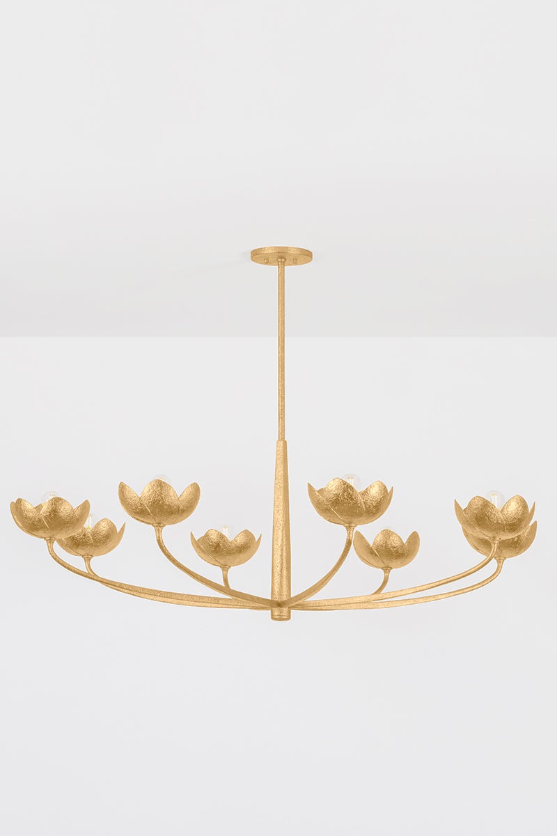 Arcata 8-Light Chandelier by Troy Lighting - Dimmable Ceiling Light with Unique Botanic Motif