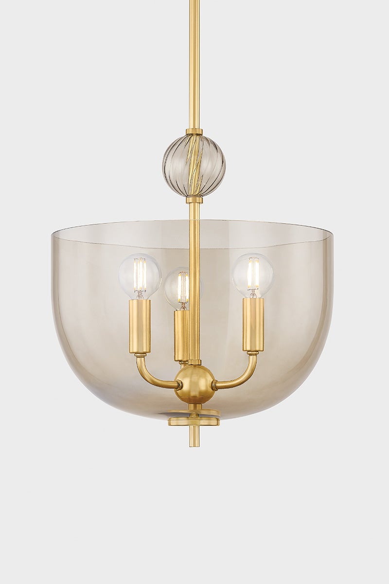 Mitzi Arianne Lantern Pendant Light, 1920s Inspired, Dimmable, Aged Brass, Adjustable Height, 13"x14.25