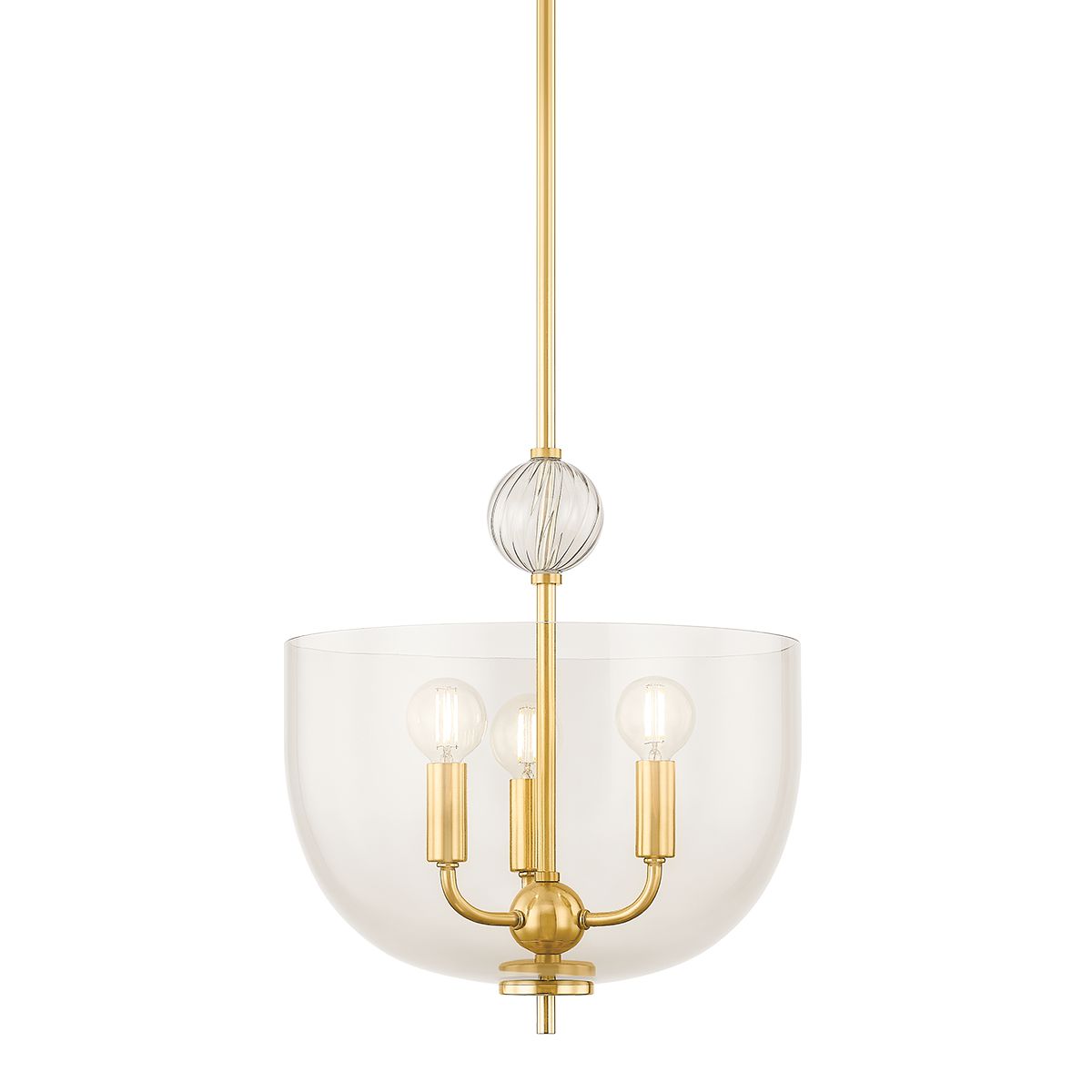 Mitzi Arianne Lantern Pendant Light, 1920s Inspired, Dimmable, Aged Brass, Adjustable Height, 13"x14.25