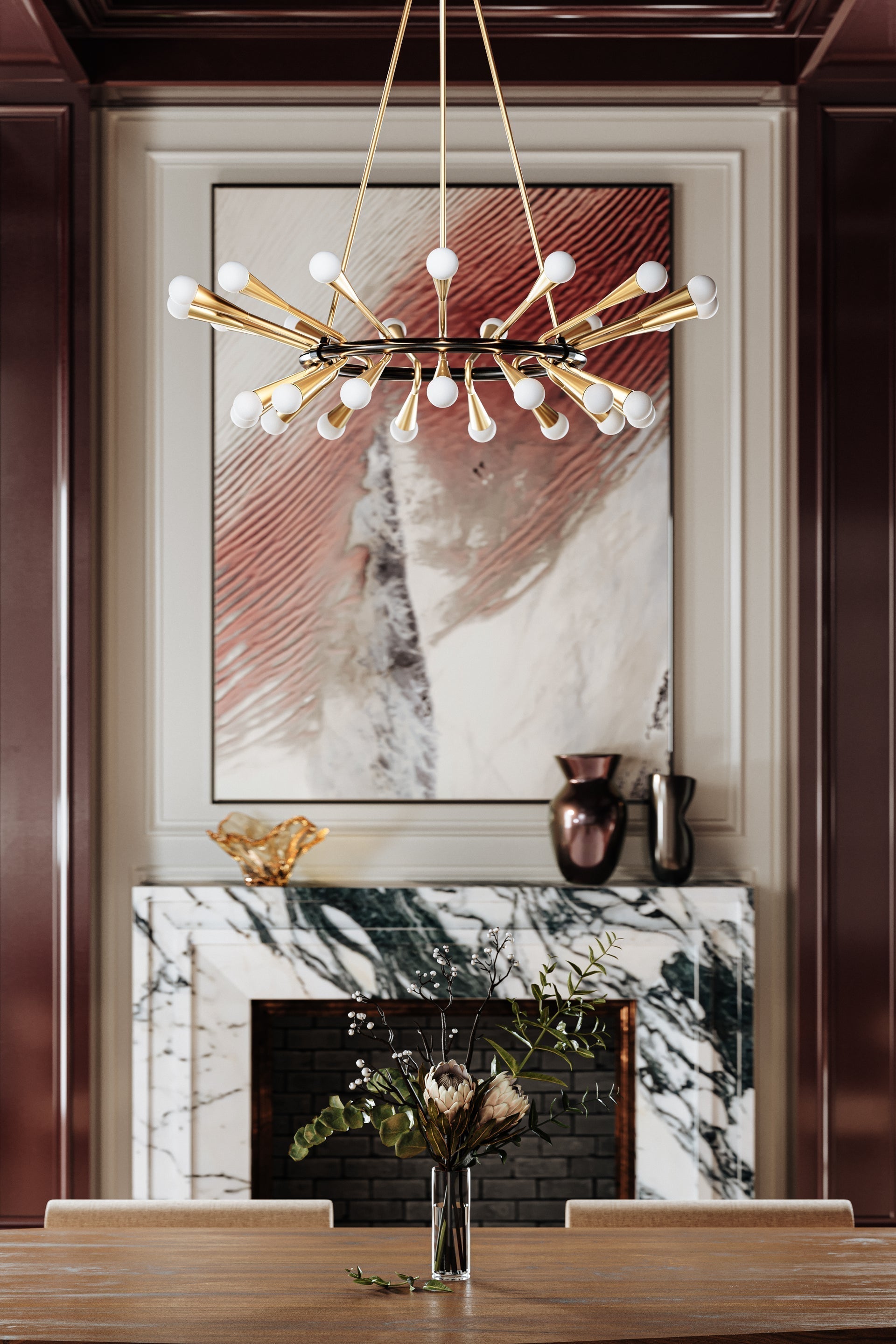 Aries Chandelier by Corbett Lighting 401-30-VPB/BBR