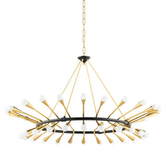 Aries Large Chandelier by Corbett Lighting, 48 Bulbs, Adjustable Height, Dimmable, Opal Glass Shade