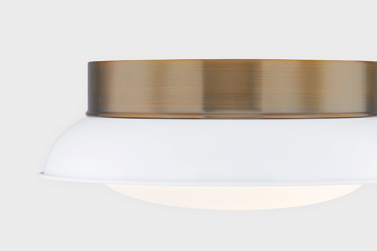 Arnie Ceiling Light by Troy Lighting, Dimmable Opal Glass Shade, Patina Brass Finish Options