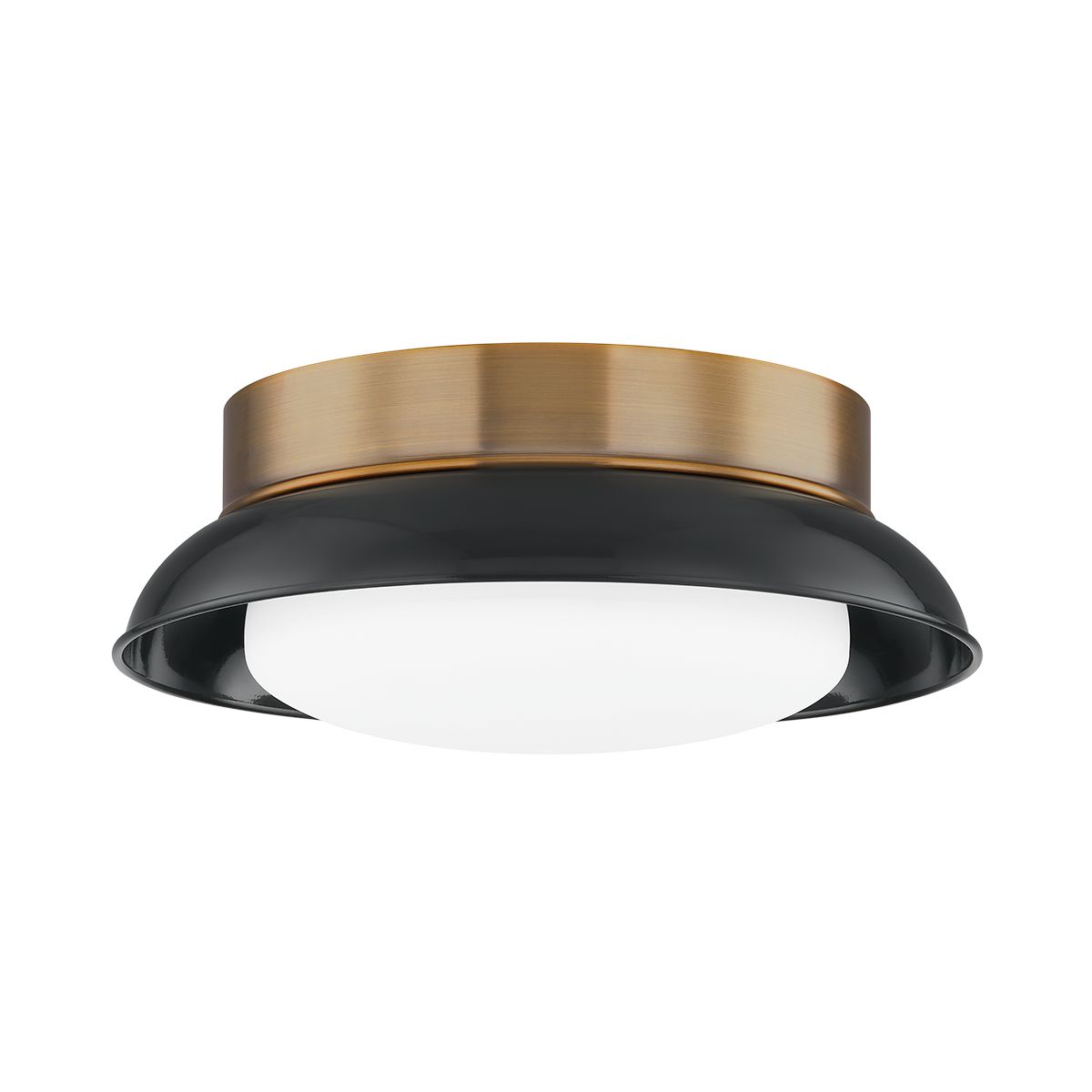 Arnie Ceiling Light by Troy Lighting, Dimmable Opal Glass Shade, Patina Brass Finish Options