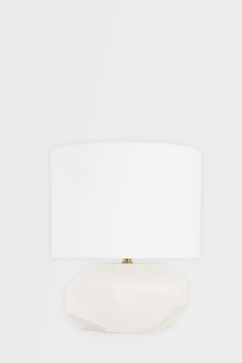 Ashburn Small Table Lamp 15.25"H by Troy Lighting in Patina Brass with Dimmable White Linen Shade