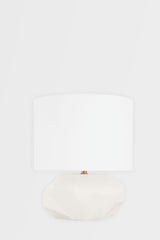 Ashburn Small Table Lamp 15.25"H by Troy Lighting in Patina Brass with Dimmable White Linen Shade