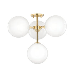 Mitzi Ashleigh 4-Bulb Semi-Flush Ceiling Light with Opal Matte Glass, Dimmable & UL Damp Rated, 20.25" W